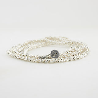 Luna Plait Kette lang mit Knopfverschluss 925 Silber